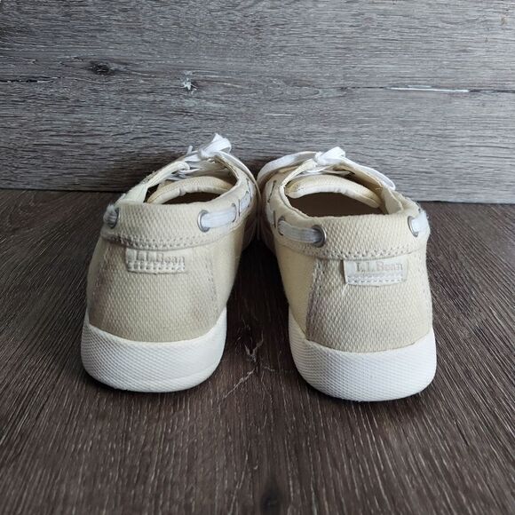 LL Bean Women's Cream Leather Slip On Comfort Loafer Boat Shoes Size 9M - Picture 5 of 11